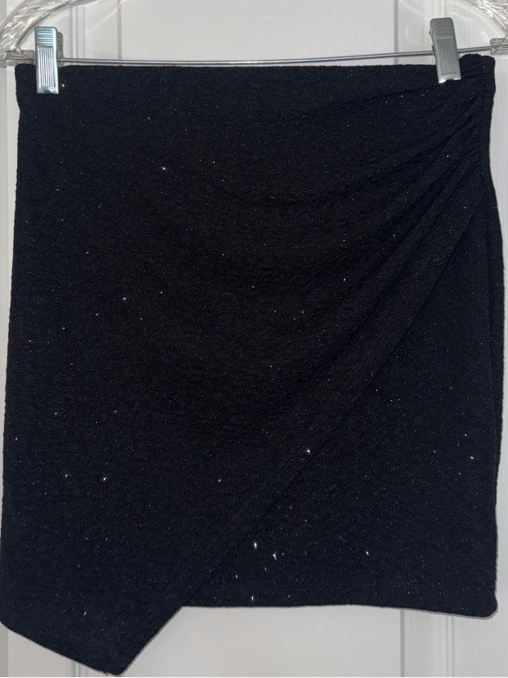 Windsor Black Sparkle Asymmetric Mini Skirt